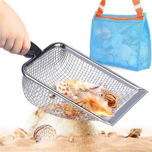 Shovel with Mesh Beach Bag for Shell Collecting, Kids Filter Sand Scooper